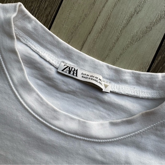 Zara White Muscle Crop Minimalist T-Shirt Tank Top | Size: Medium | Good Condit. - Picture 2 of 4